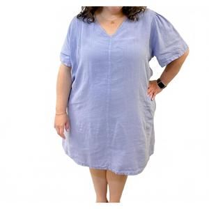 Fenini | Dresses | New Fenini Linen Puff Sleeve Dress Plus In Lilac |  Poshmark